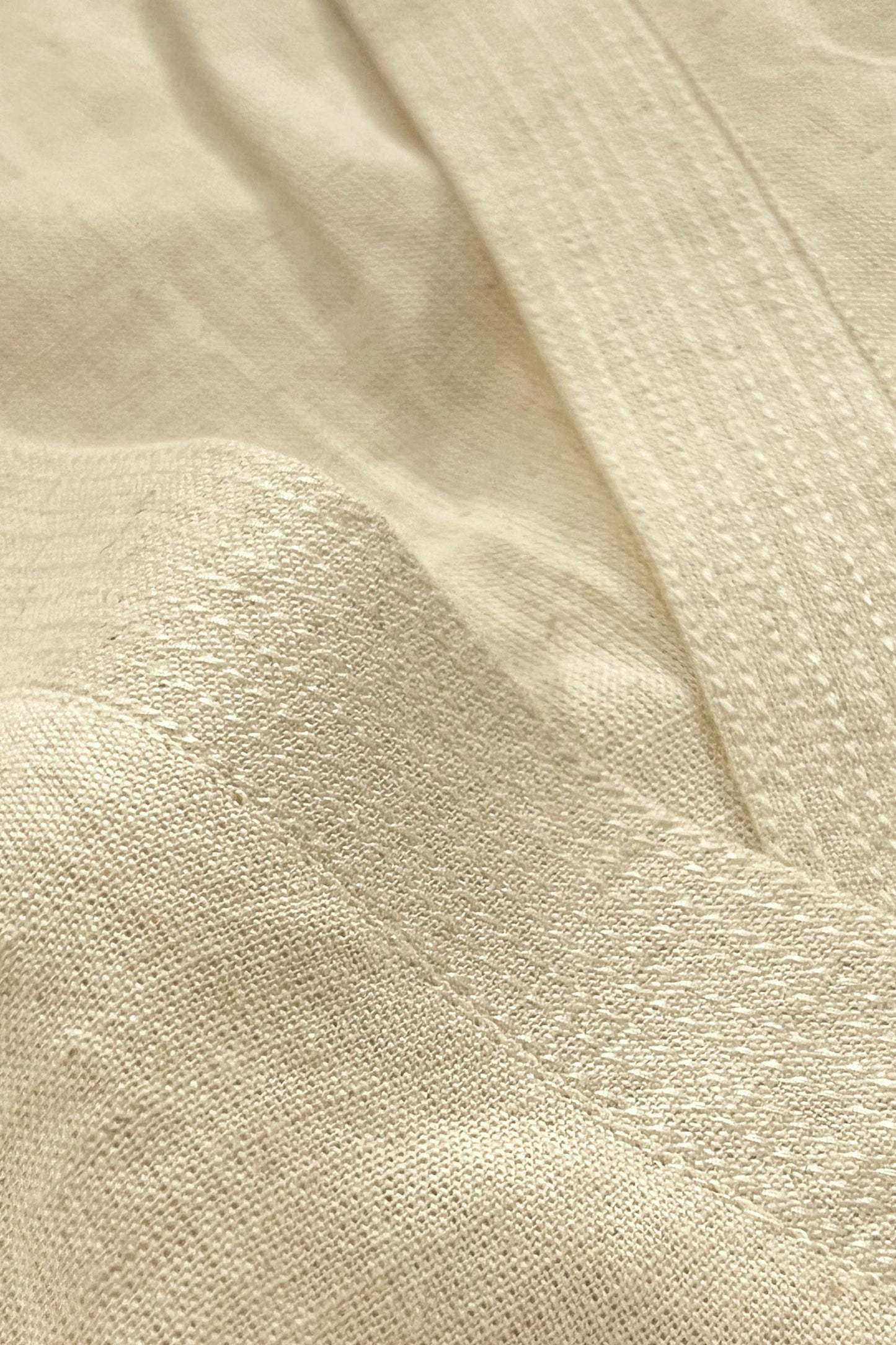 Cream Handcrafted Straight Khadi Cotton Kurta Pant Set For Womens