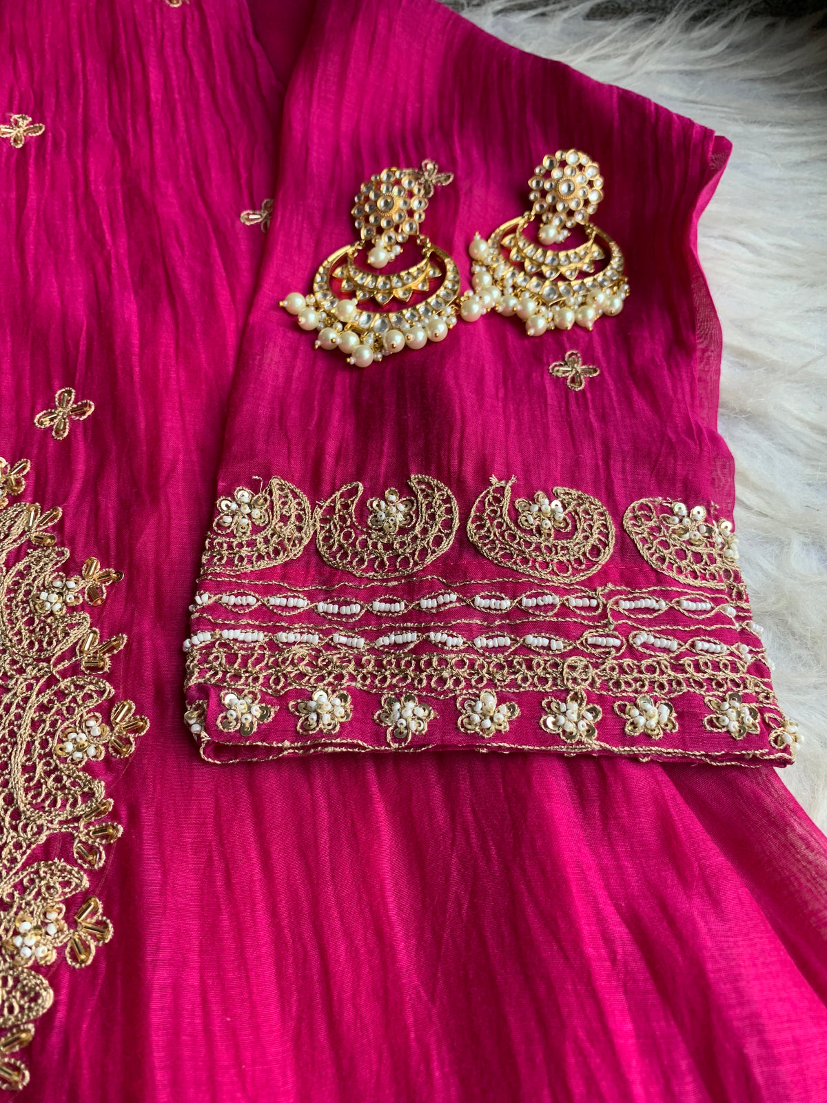 Khwab Premium Mul Chanderi Suit- Dupatta - PINK