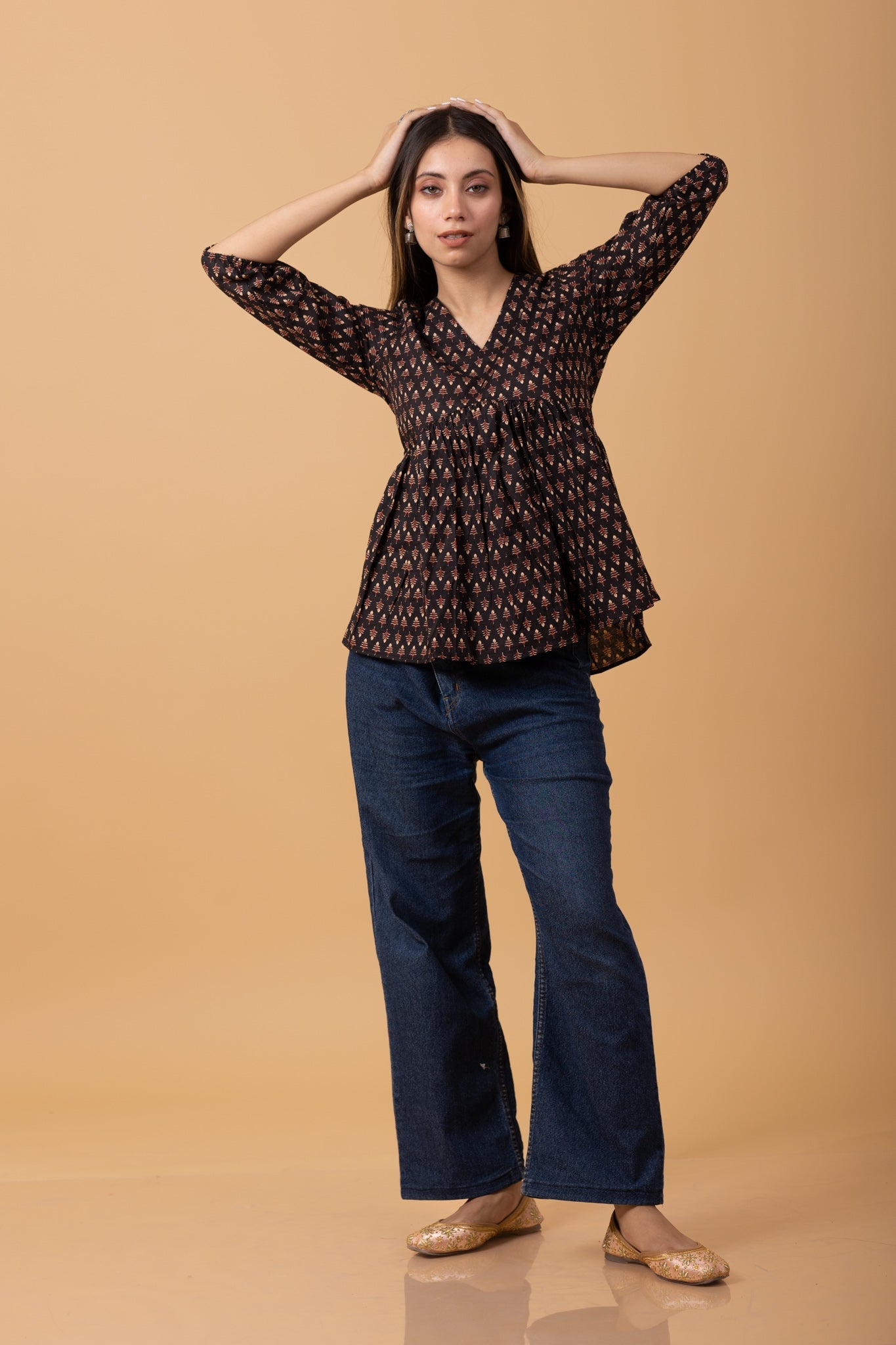 Bagru Butta print 100% Cotton short kurti