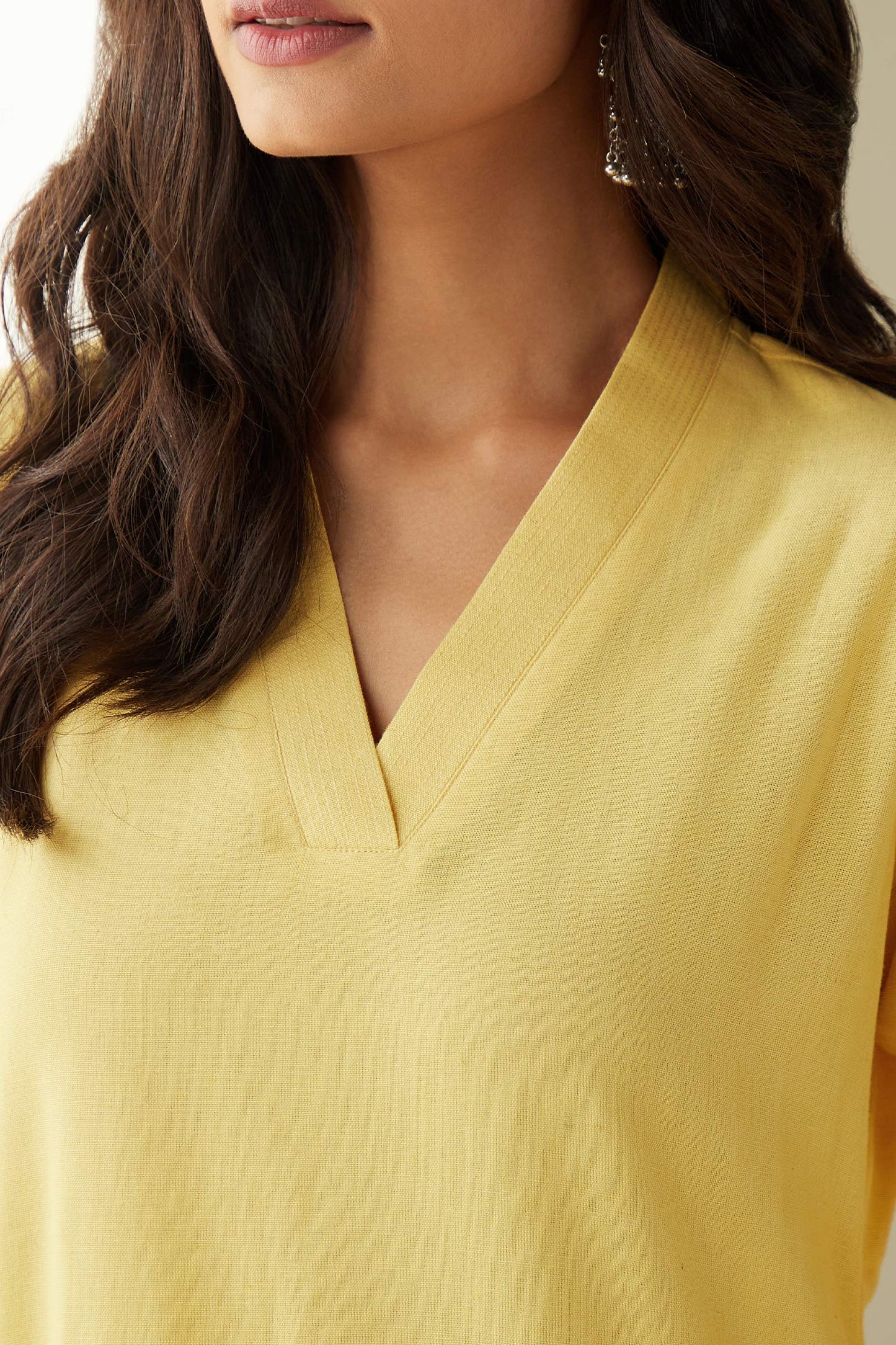 Office Wear Airy Linen Lemon yellow Kurta pant set