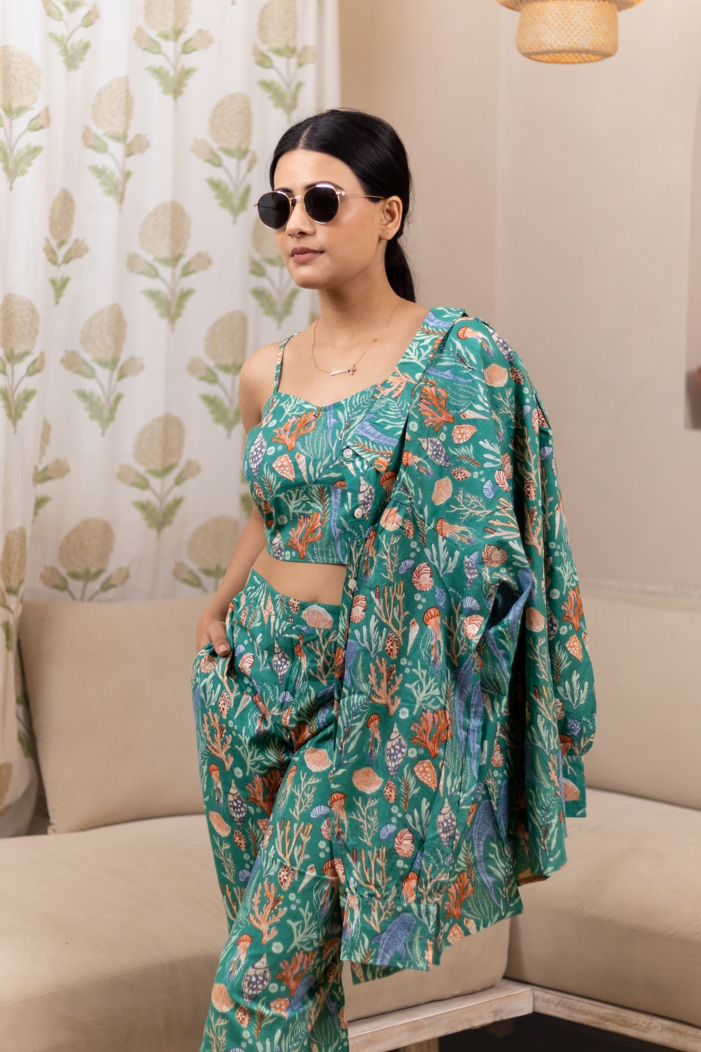 Printed Sea Creatures Cotton Vacay Set