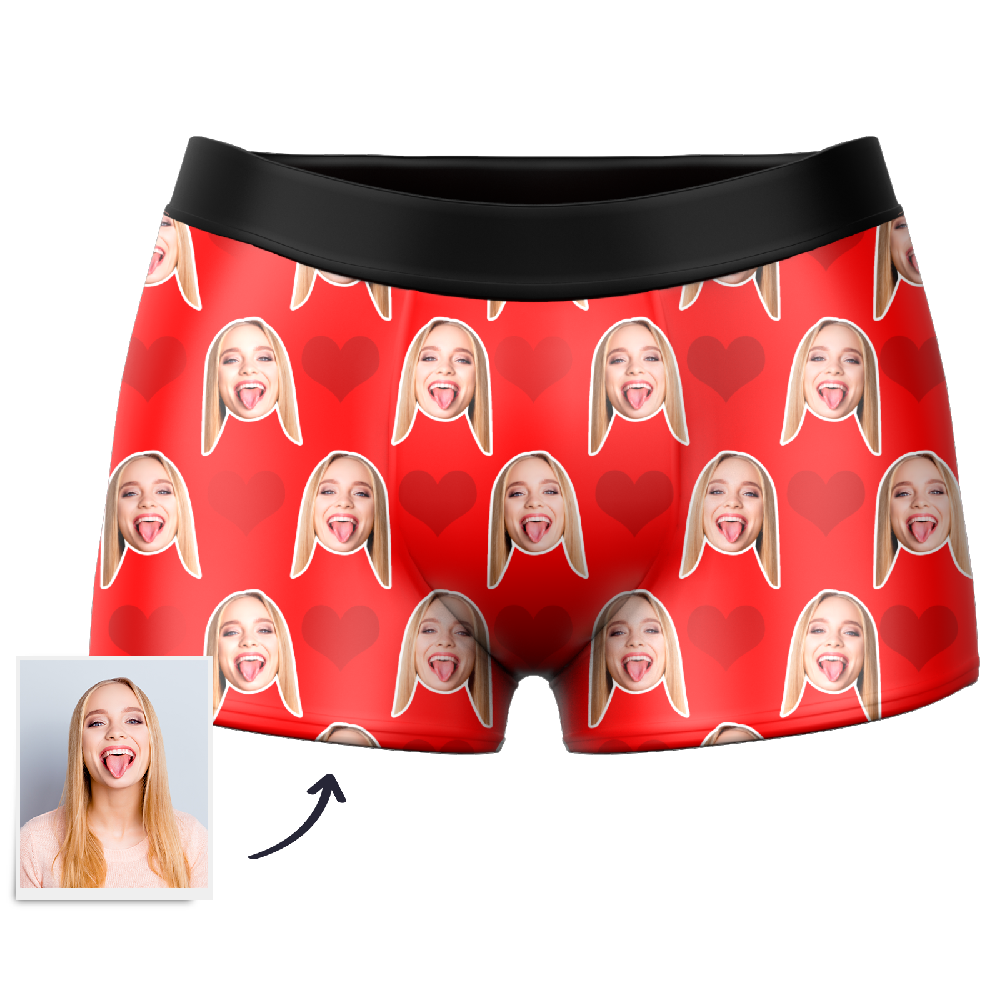 Custom Face Boxers Full of Heart Valentine's Day Gifts For Boyfriend D01