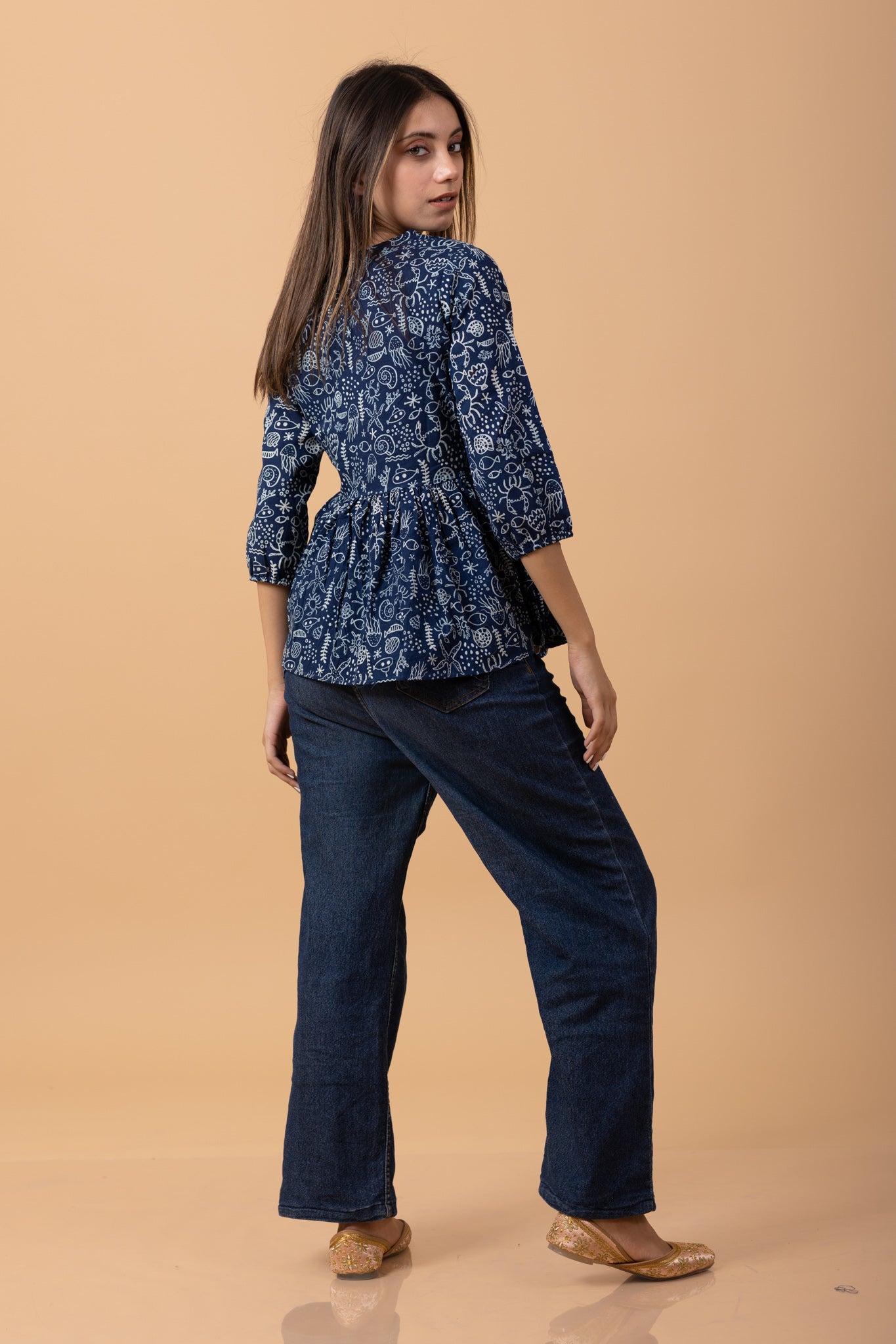 Indigo sea Creatures 100% Cotton Printed short kurti