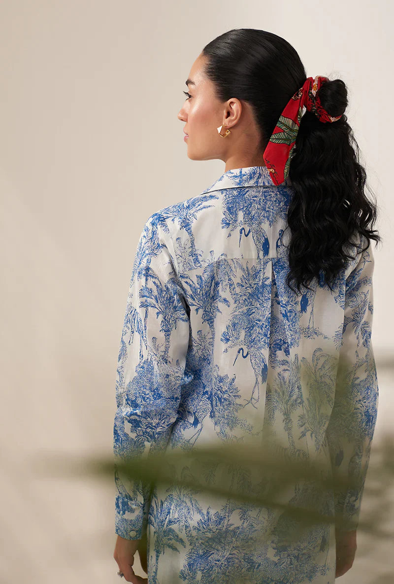 BLUE TROPICAL HIGH LOW LOVEBIRDS CO-ORD SET