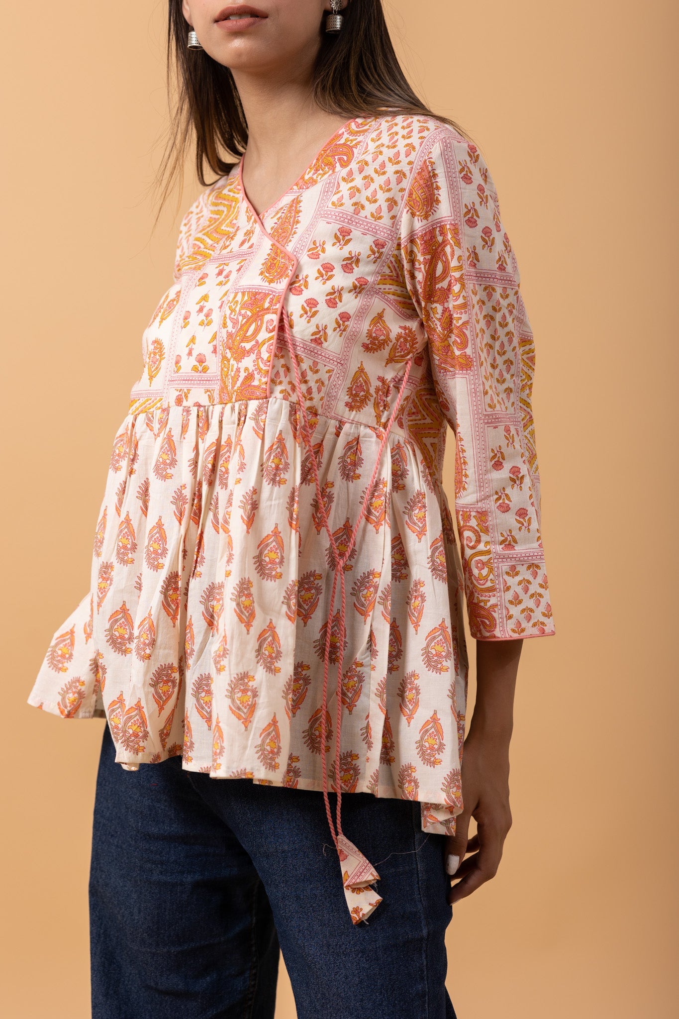 Anghrakha style 100% Cotton Short Kurti