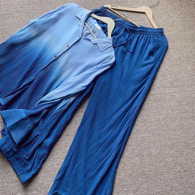 Organic Cotton Blue Ombré Sand Set - Lounge Wear Airport Coord Set