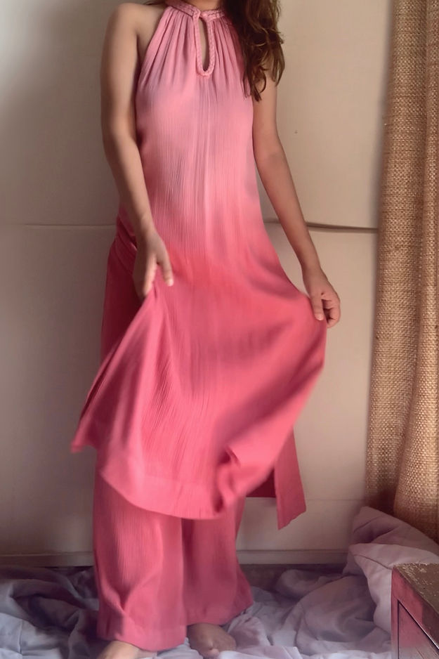 The Mira Set : Tie Dye Long Kurta and pant Organic Cotton Coord Set