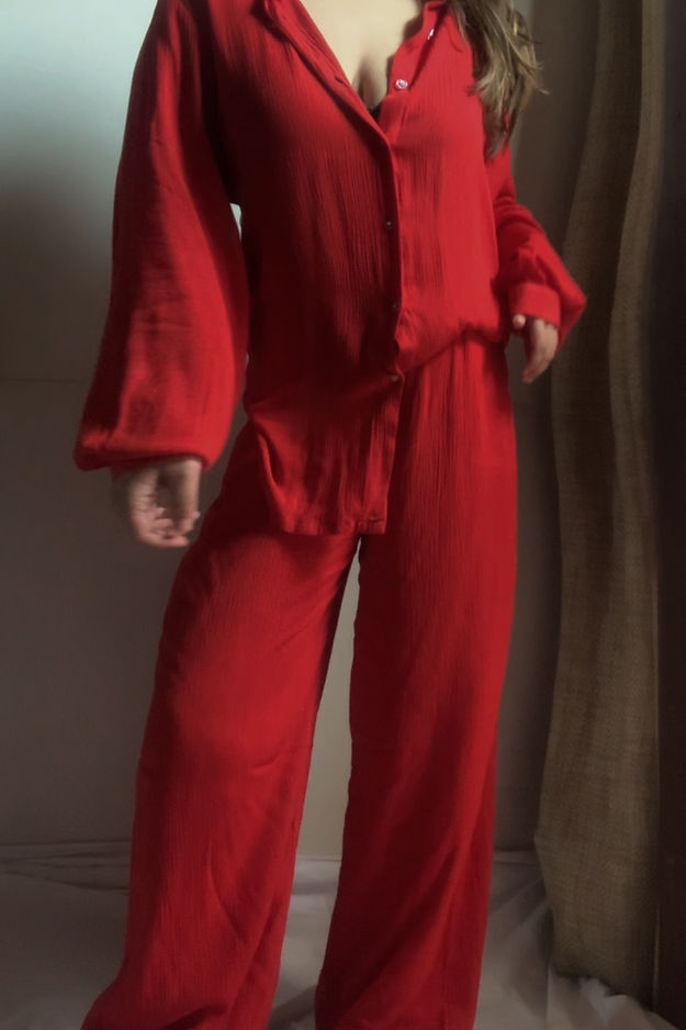 Organic Cotton Red Sand Set - Lounge Wear Airport Coord Set