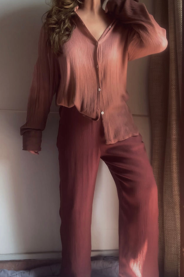 Organic Cotton Dusty Mauve Ombré Sand Set - Lounge Wear Airport Coord Set