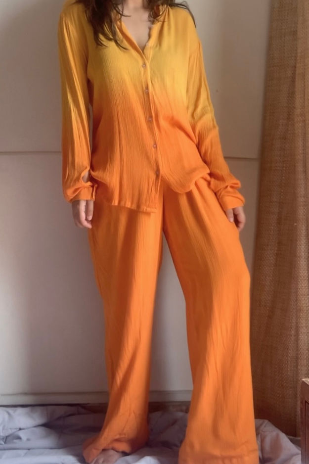Organic Cotton Yellow Tie Dye SAND SET - Lounge Wear Airport Coord Set