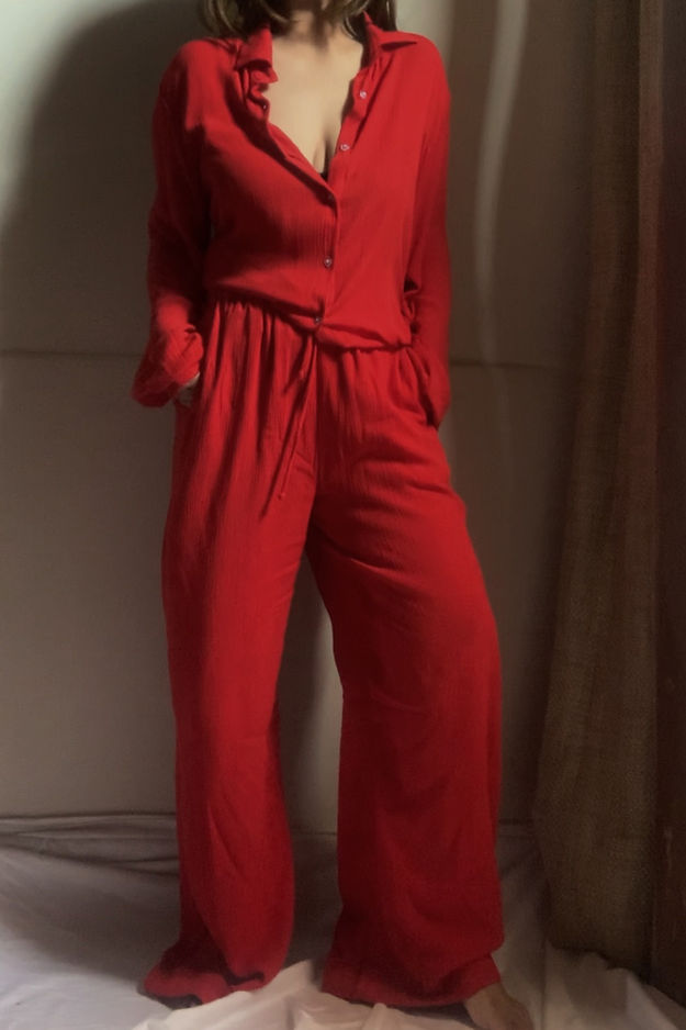 Organic Cotton Red Sand Set - Lounge Wear Airport Coord Set