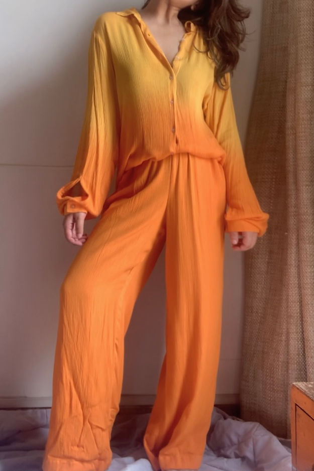 Organic Cotton Yellow Tie Dye SAND SET - Lounge Wear Airport Coord Set