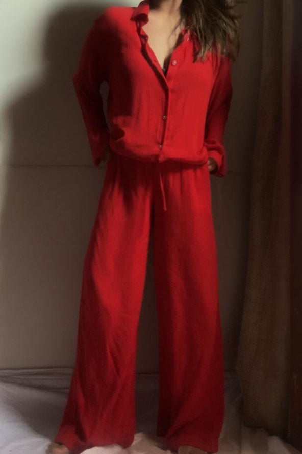Organic Cotton Red Sand Set - Lounge Wear Airport Coord Set