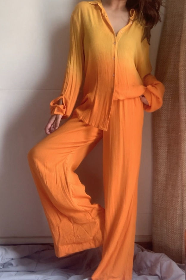 Organic Cotton Yellow Tie Dye SAND SET - Lounge Wear Airport Coord Set
