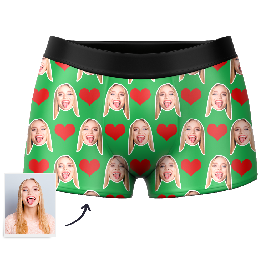 Custom Face Boxers Full of Heart Valentine's Day Gifts For Boyfriend D01