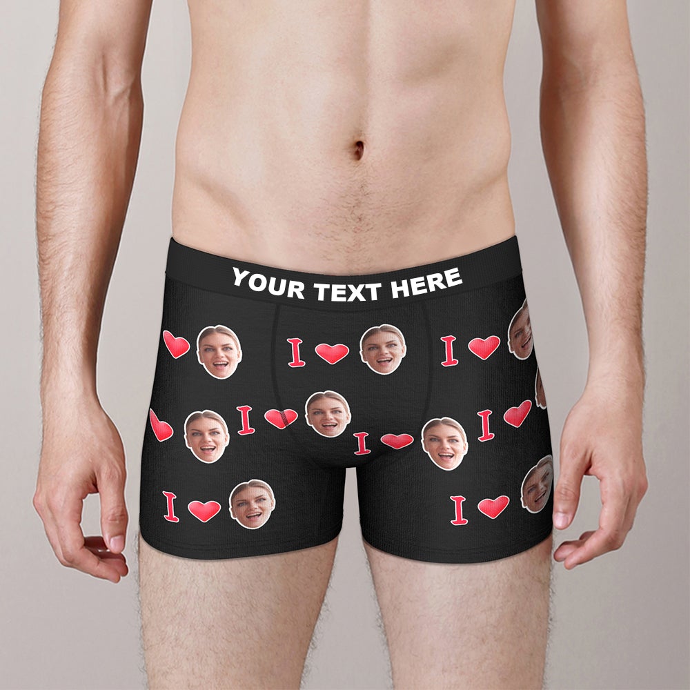 Custom I Love Your Face Boxer Briefs Valentine's Day Gift for Him D06