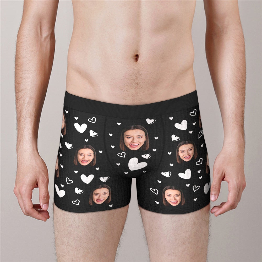 Custom Face Boxers Full of Heart Valentine's Day Gifts For Boyfriend D04