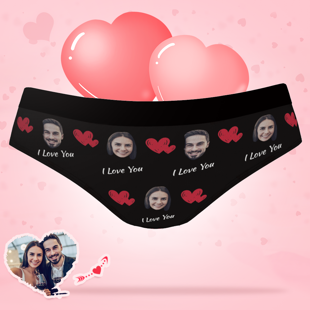 Custom Women's Underwear Shorts Funny Underwear for Her I Love You D10