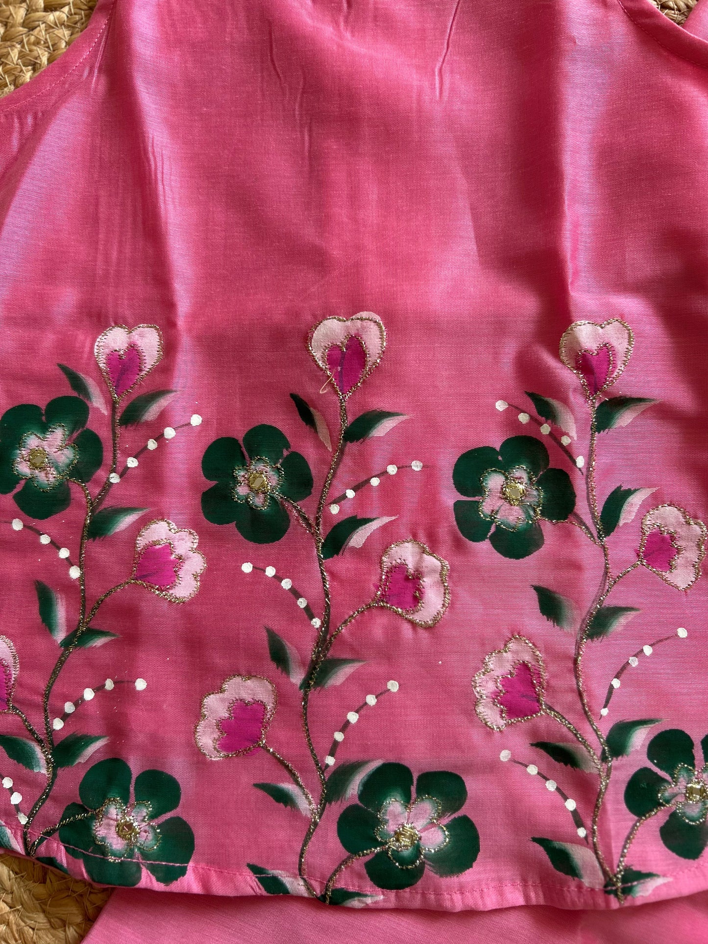 Girls Premium Hand Painted Coord Set- Dusty Pink