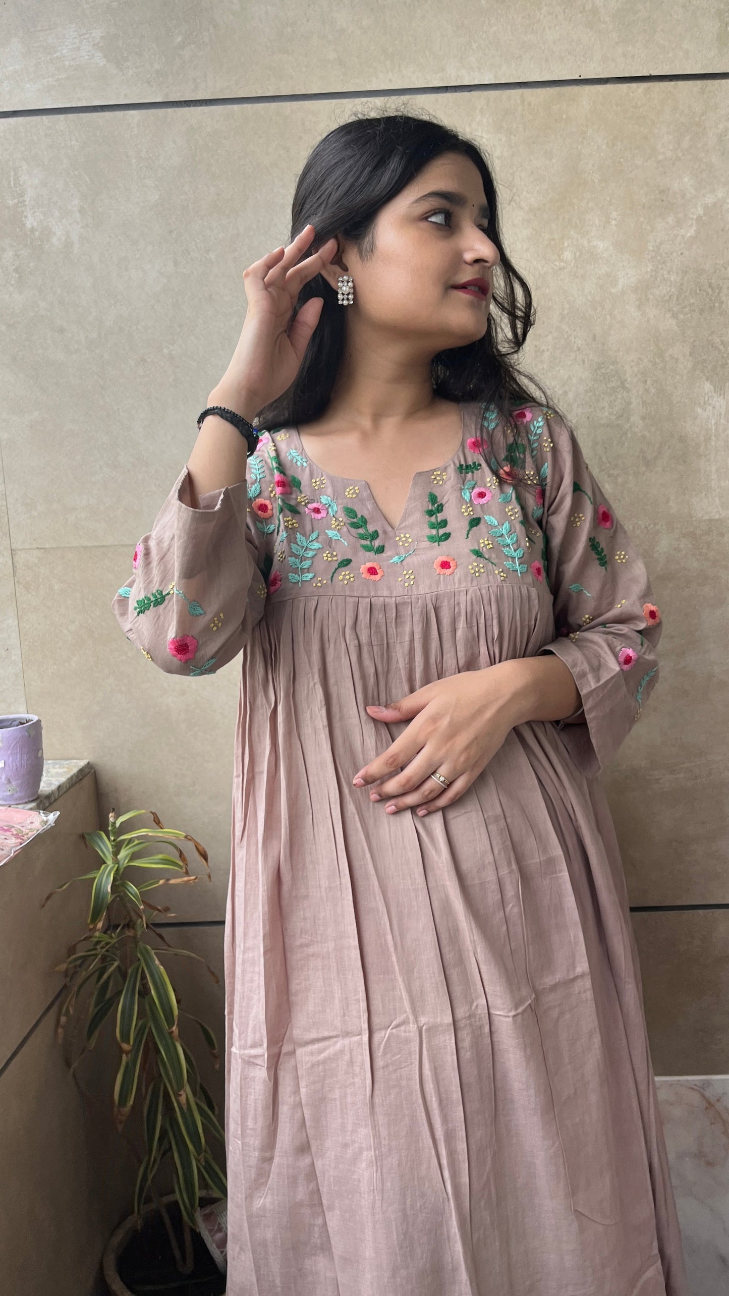 Pure Mul Cotton Dress With Pants - CHIKU