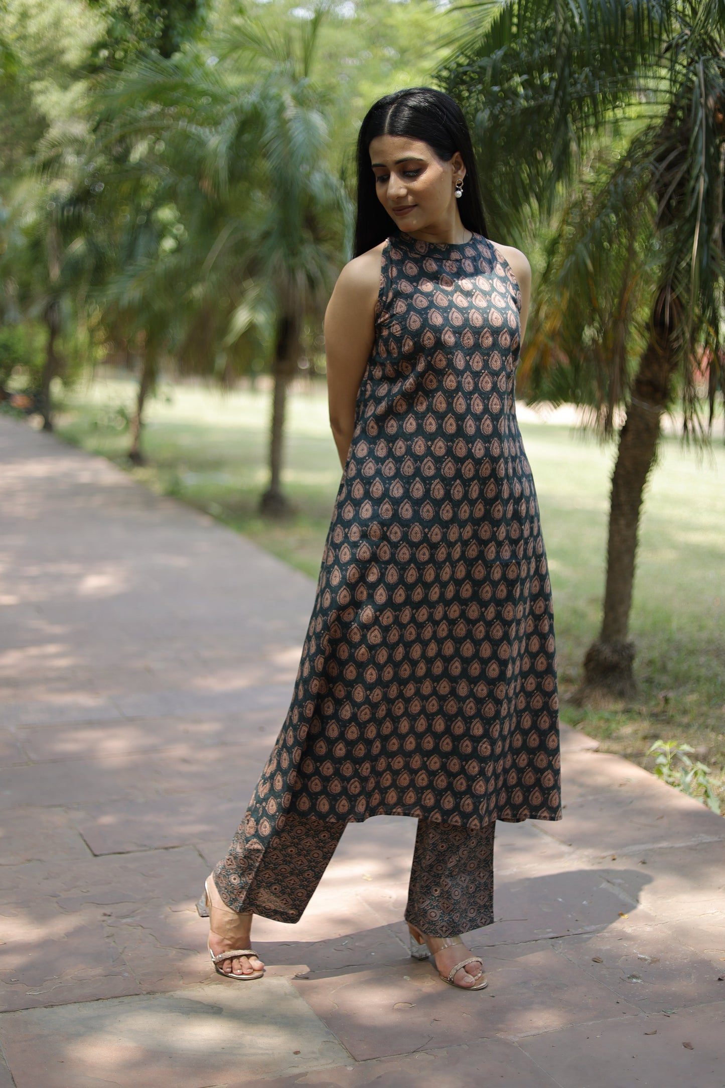 100% pure cotton Ajrak Print Pure Cotton Halter Neck Set
