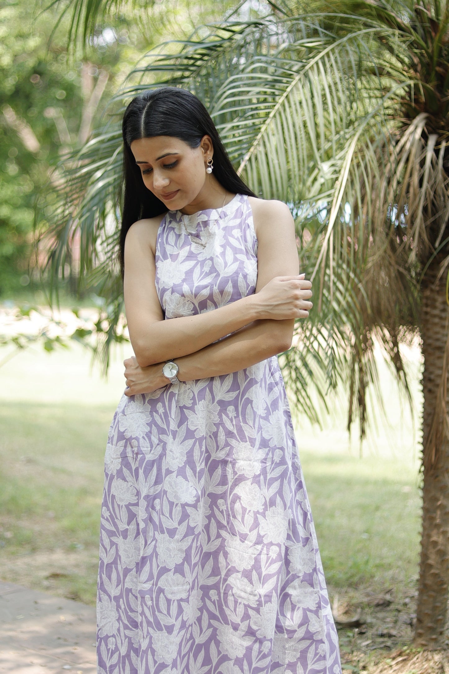 100% pure cotton Lavender Maple Pure Cotton Halter Neck Set