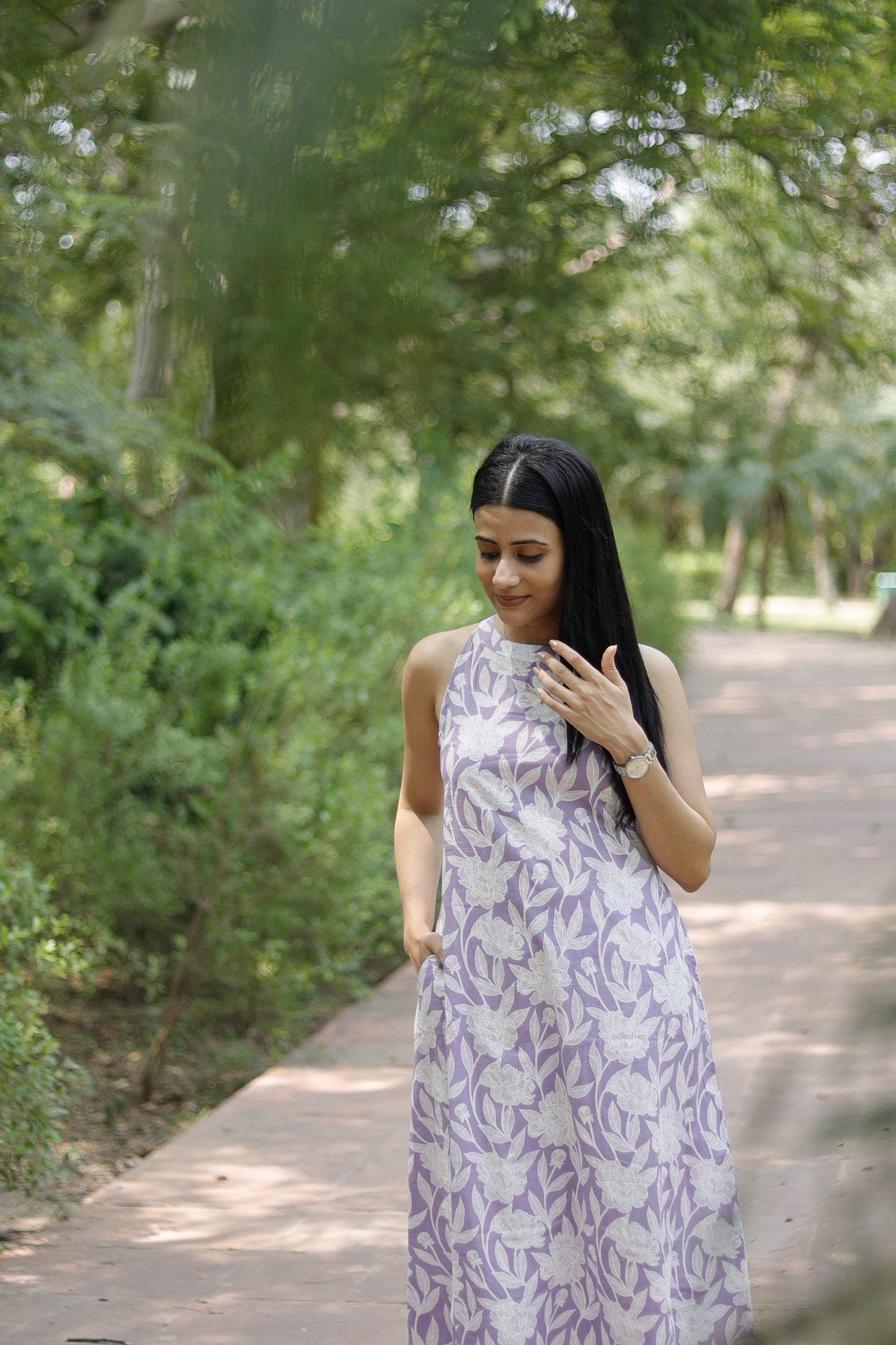 100% pure cotton Lavender Maple Pure Cotton Halter Neck Set