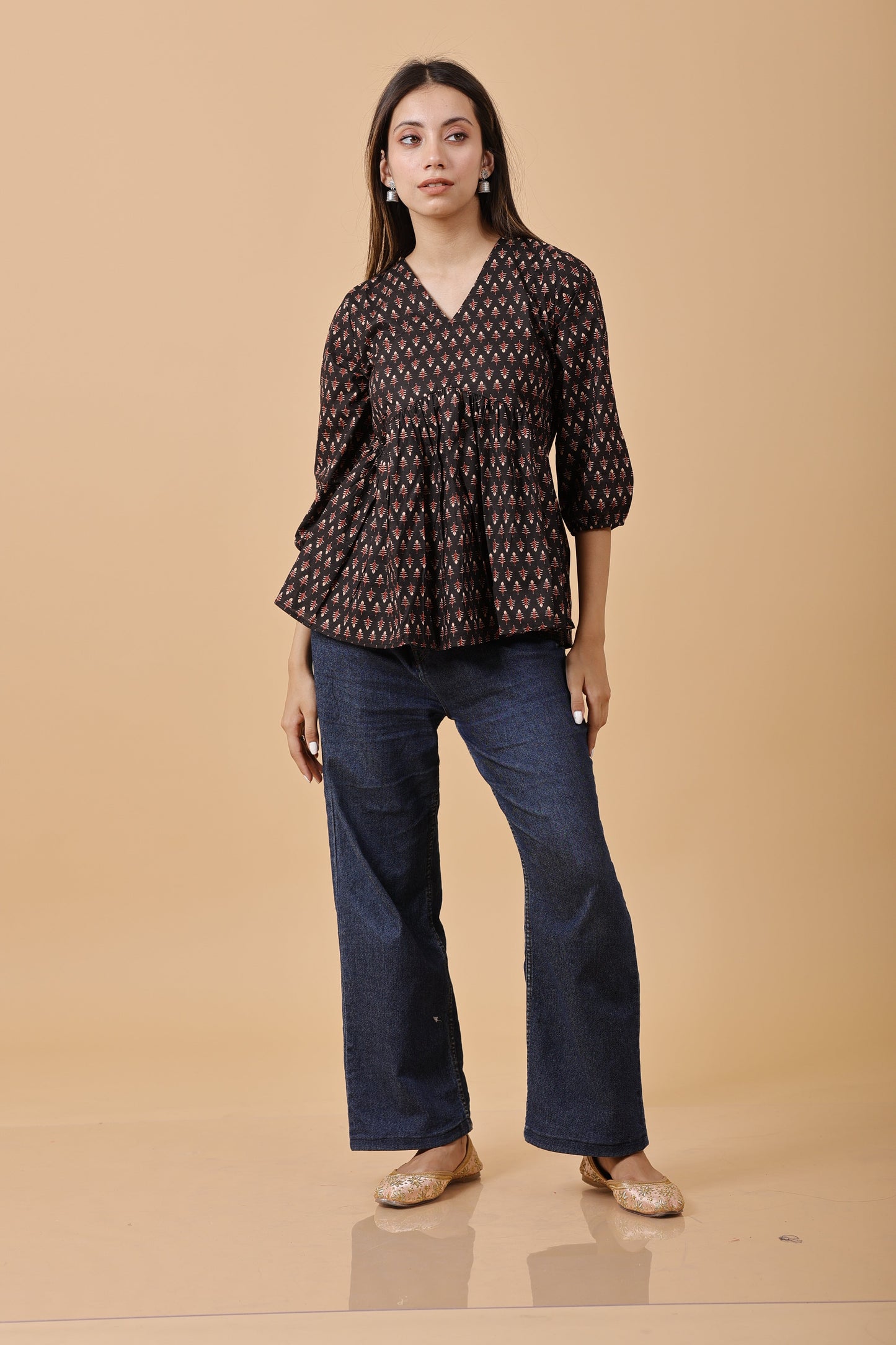 Bagru Butta print 100% Cotton short kurti