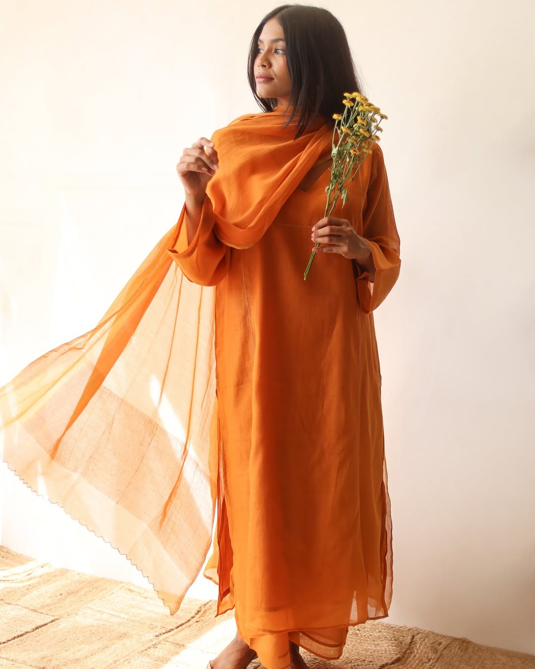 Orange Basic Kurta Set