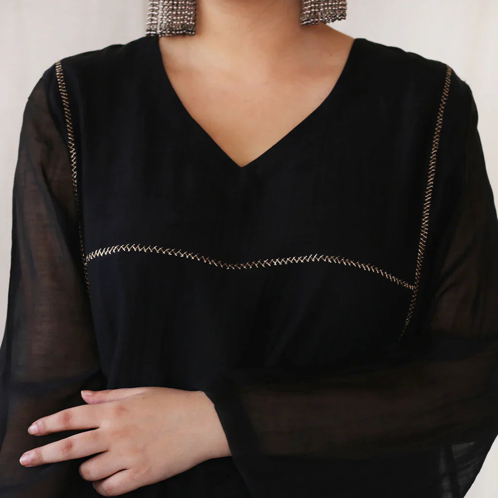Black Basic Kurta Set