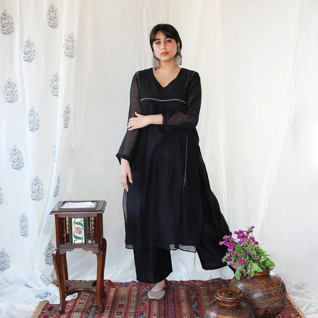 Black Basic Kurta Set