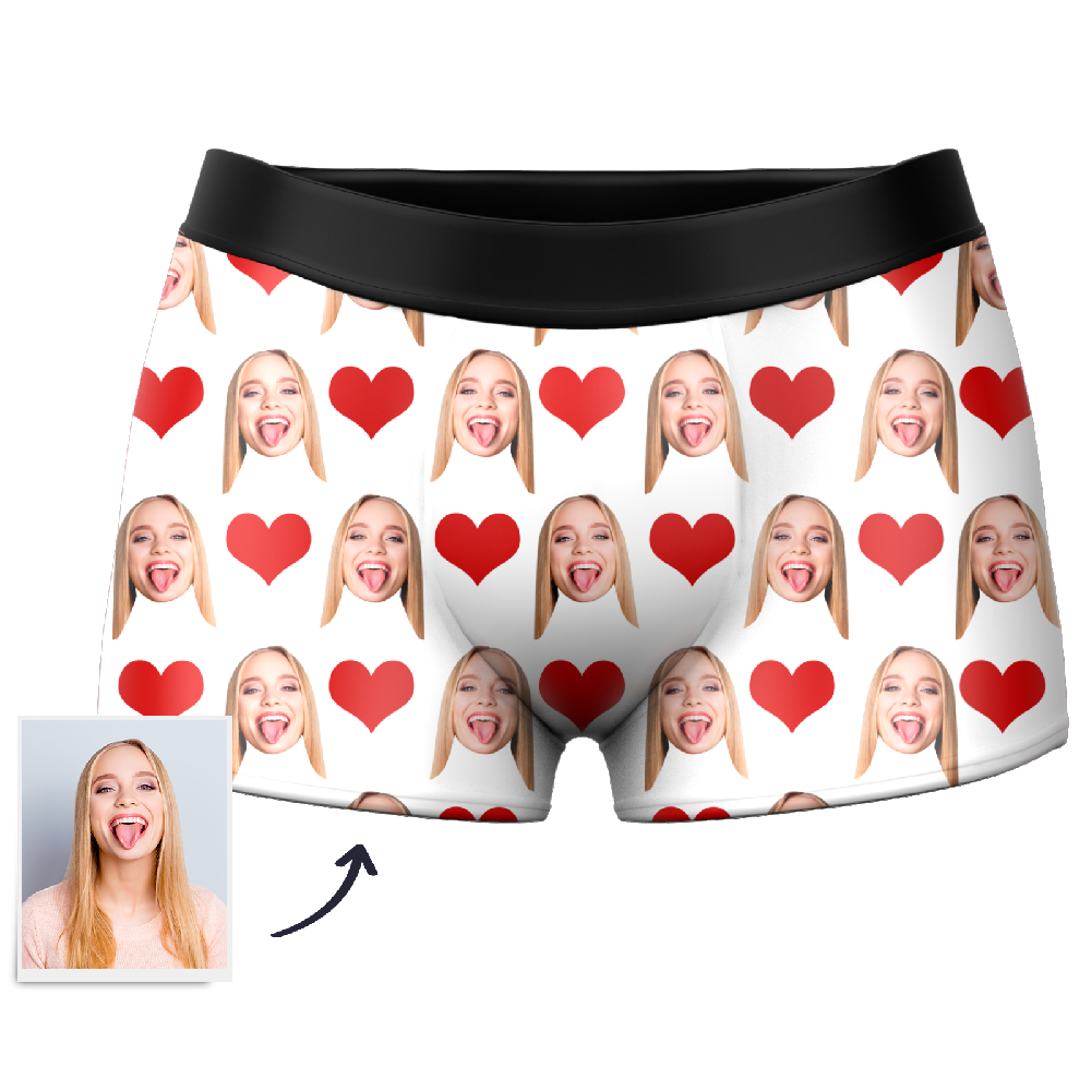 Custom Face Boxers Full of Heart Valentine's Day Gifts For Boyfriend D01