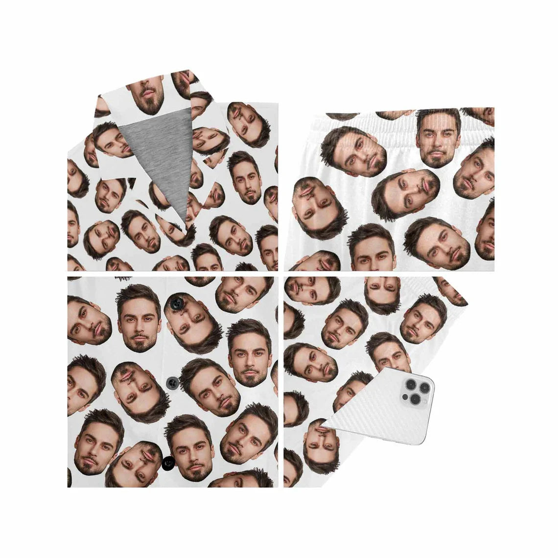 Custom Photo face shorts set with button down shirt