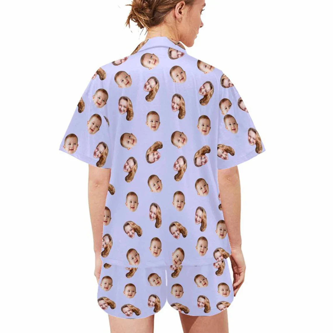 Custom Photo face shorts set with button down shirt