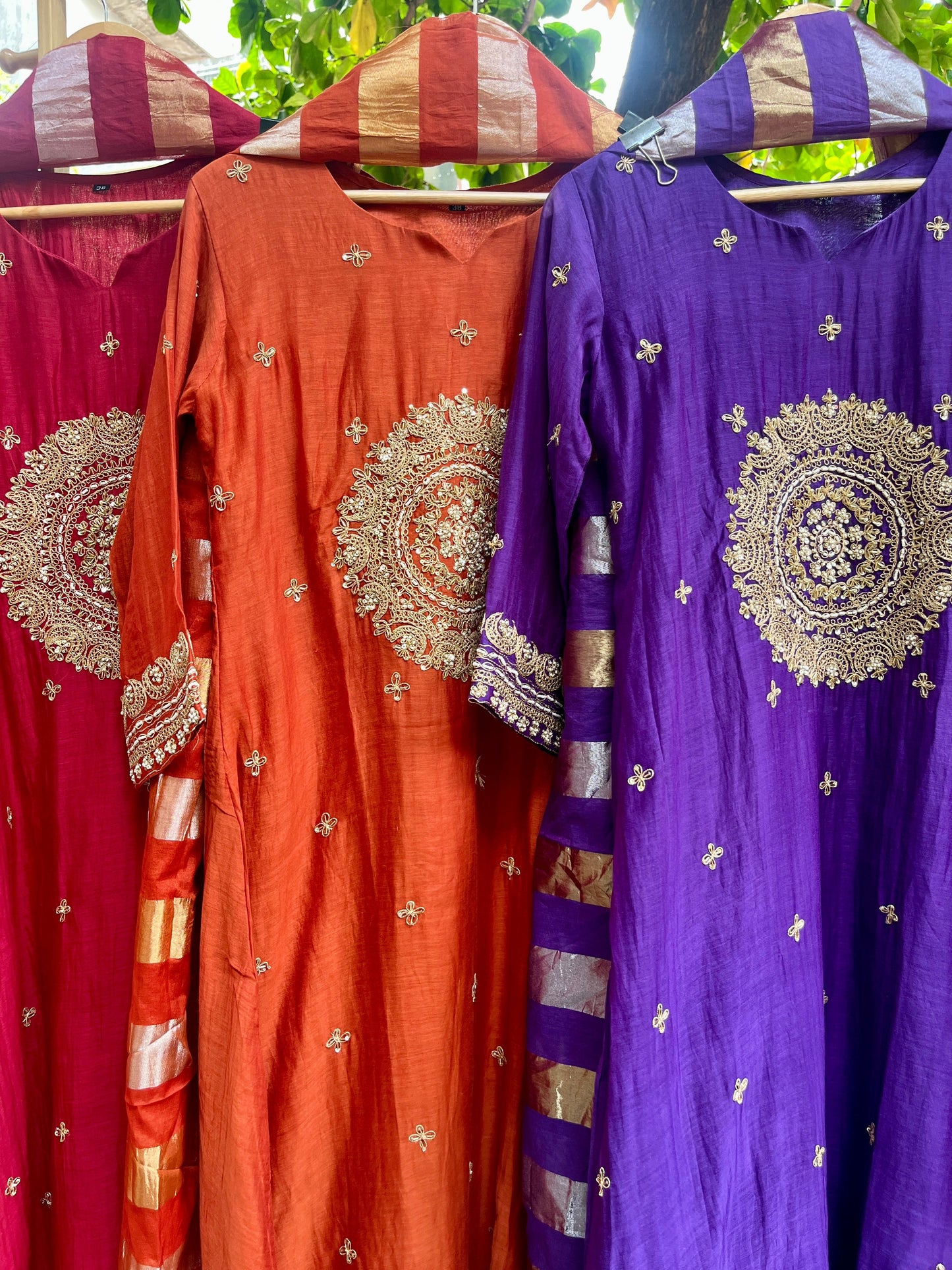 Khwab Premium Mul Chanderi Suit - RUST ORGANGE