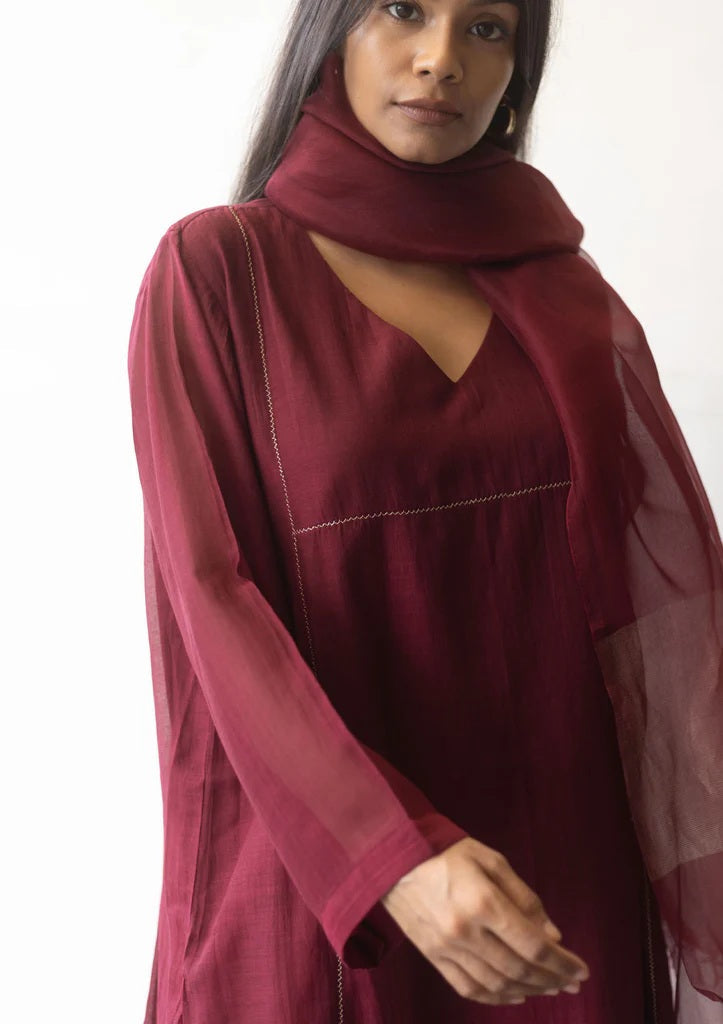 Burgundy Basic 3 Piece Kurta Set