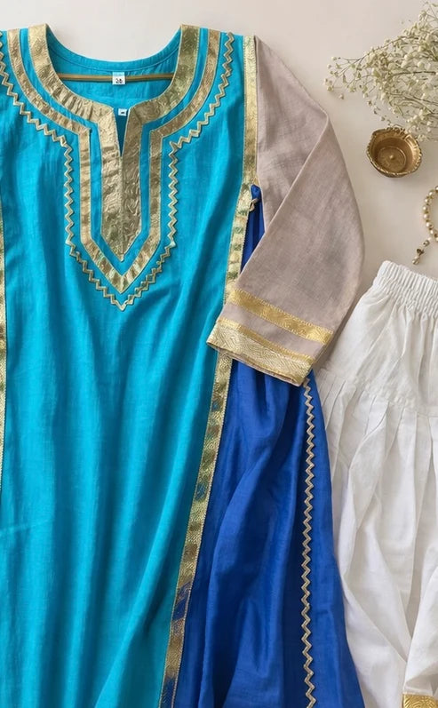 Soft Chanderi Silk Girls kurta and Farsi Salwar- Noor Collection