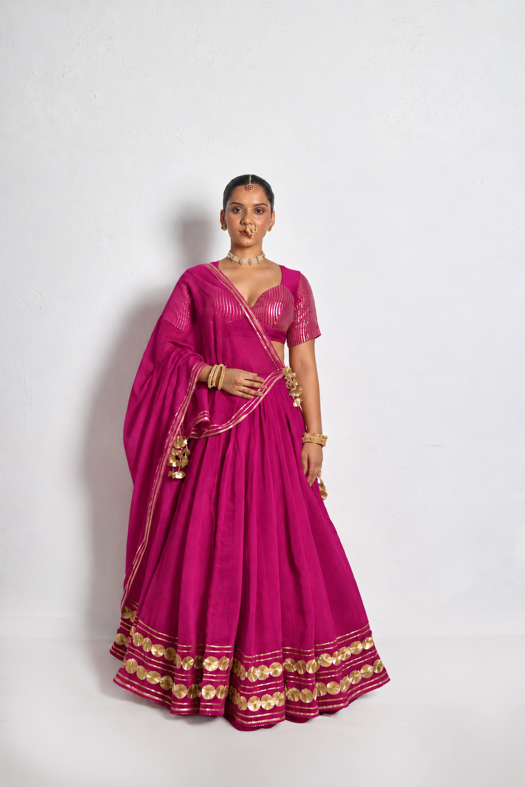 Gota work Lehnga-Blouse with dupatta- MEENA COLLECTION