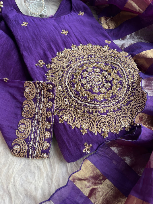 Khwab Premium Mul Chanderi Suit - Purple