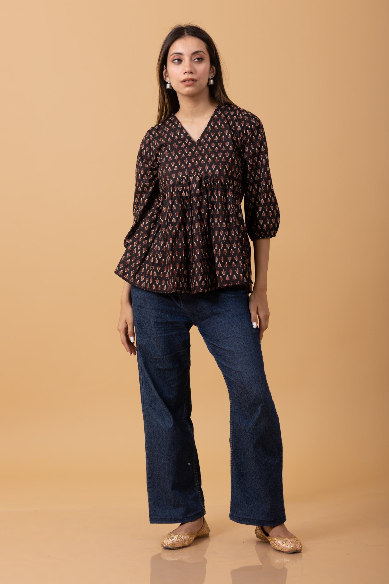 Bagru Butta print 100% Cotton short kurti