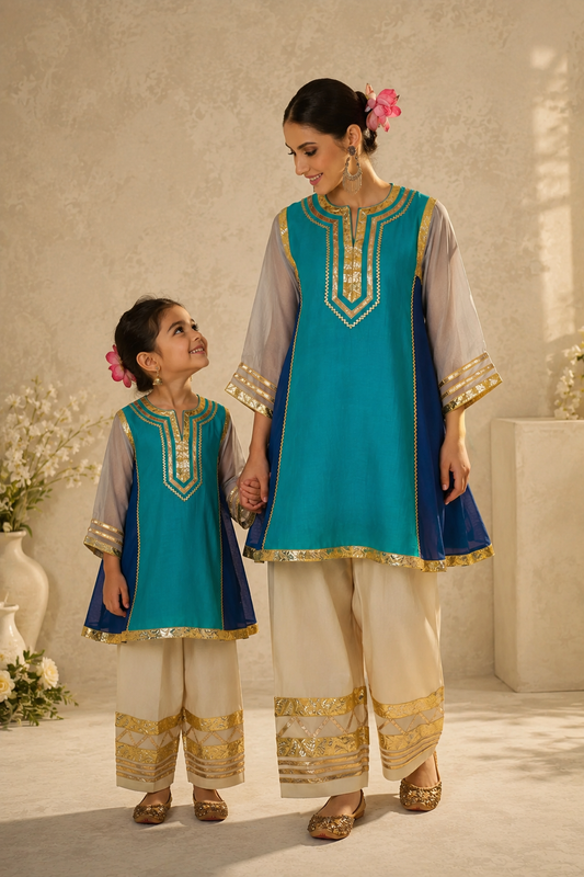 Soft Chanderi Silk Girls kurta and Farsi Salwar- Noor Collection