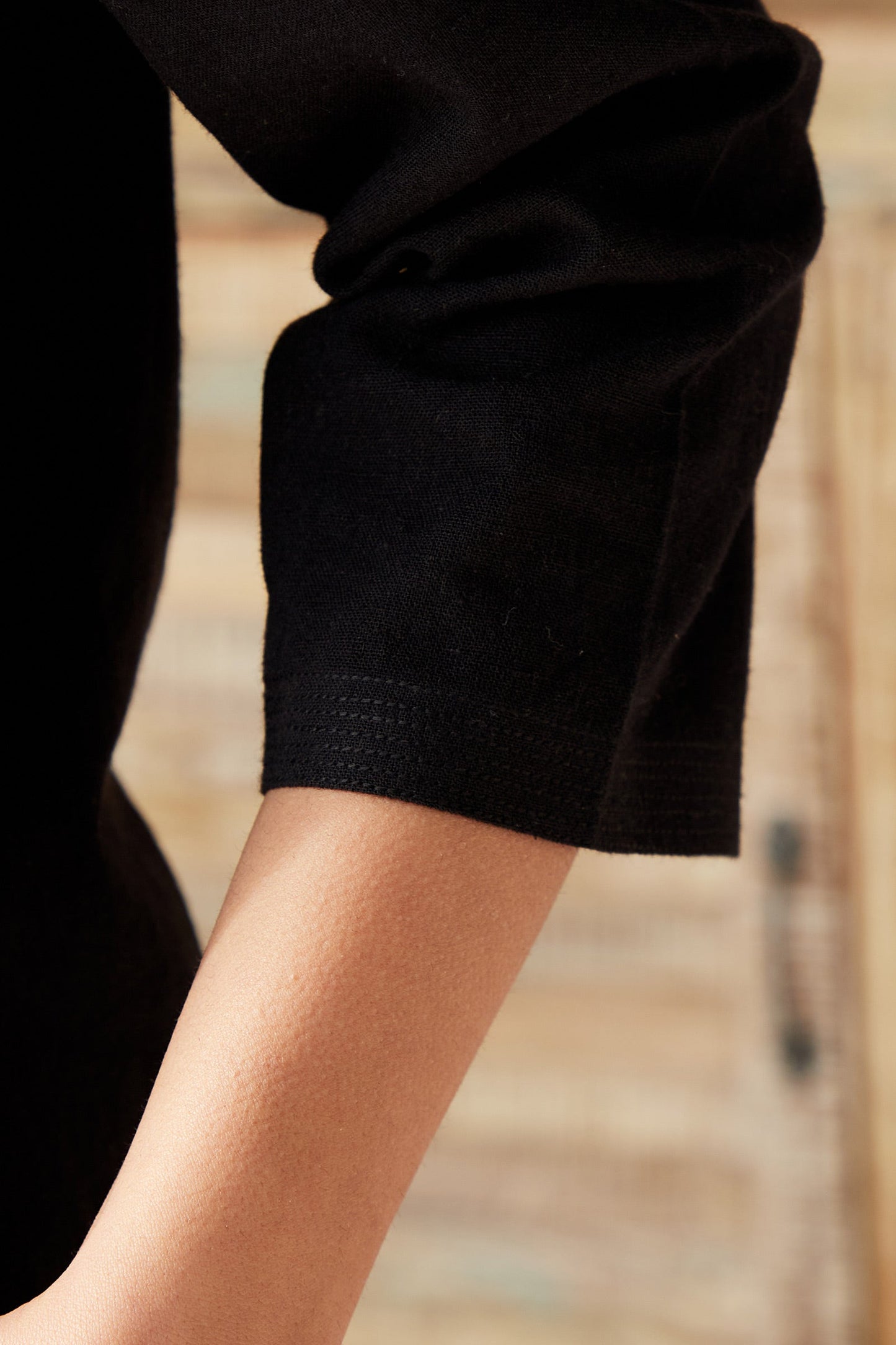 Office Wear Airy Linen Black Kurta pant set