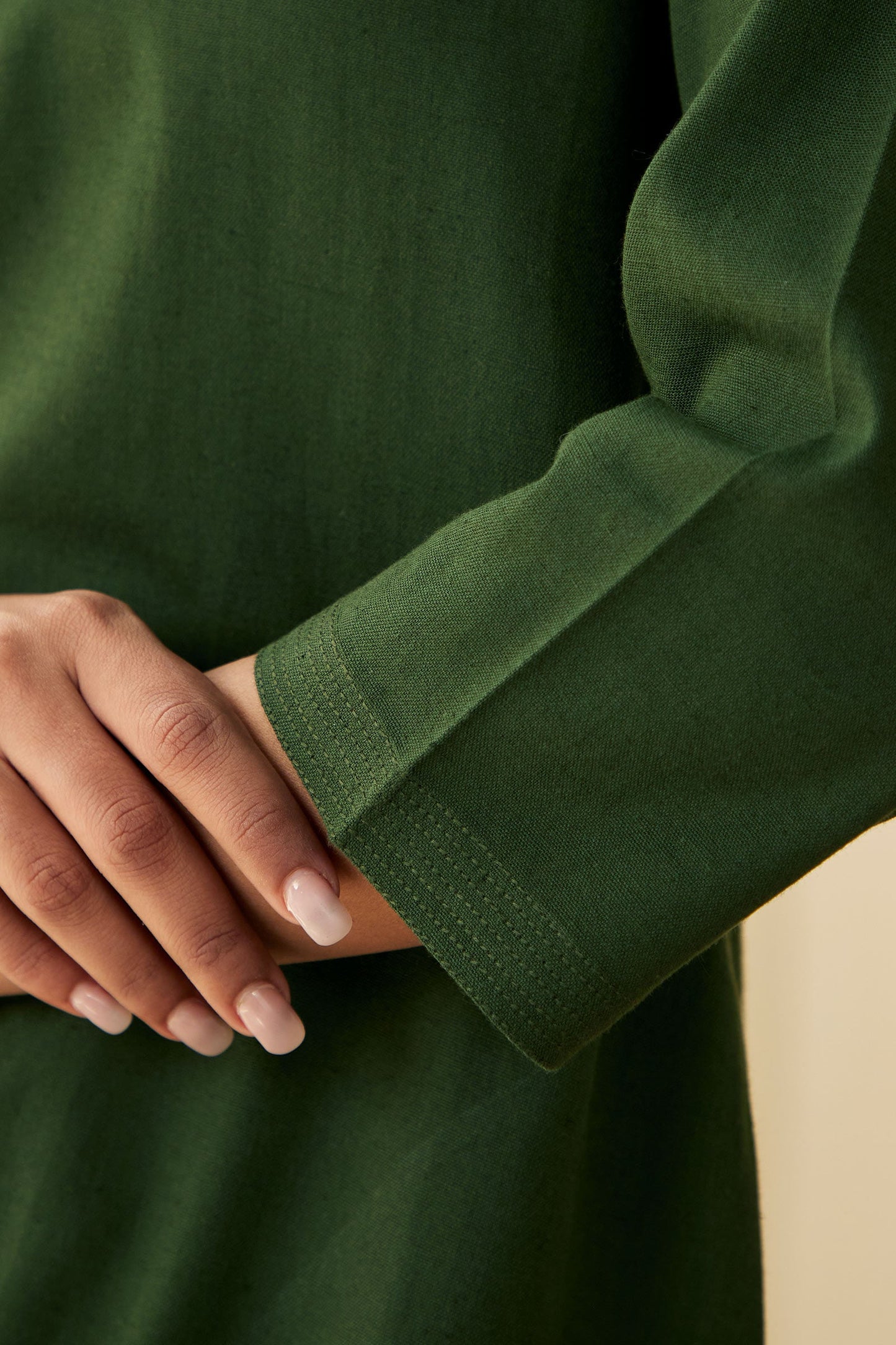 Office Wear Airy Linen Green Kurta pant set