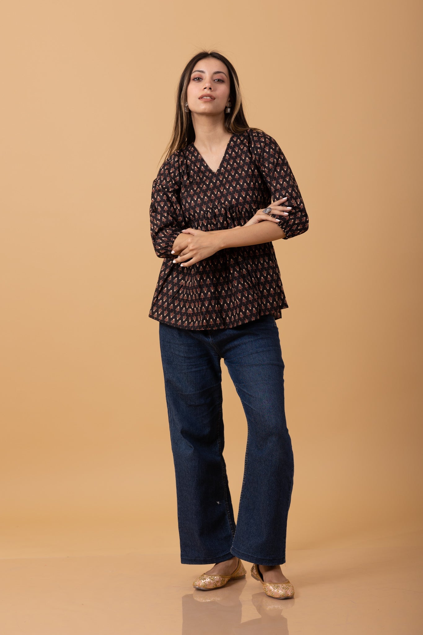 Bagru Butta print 100% Cotton short kurti
