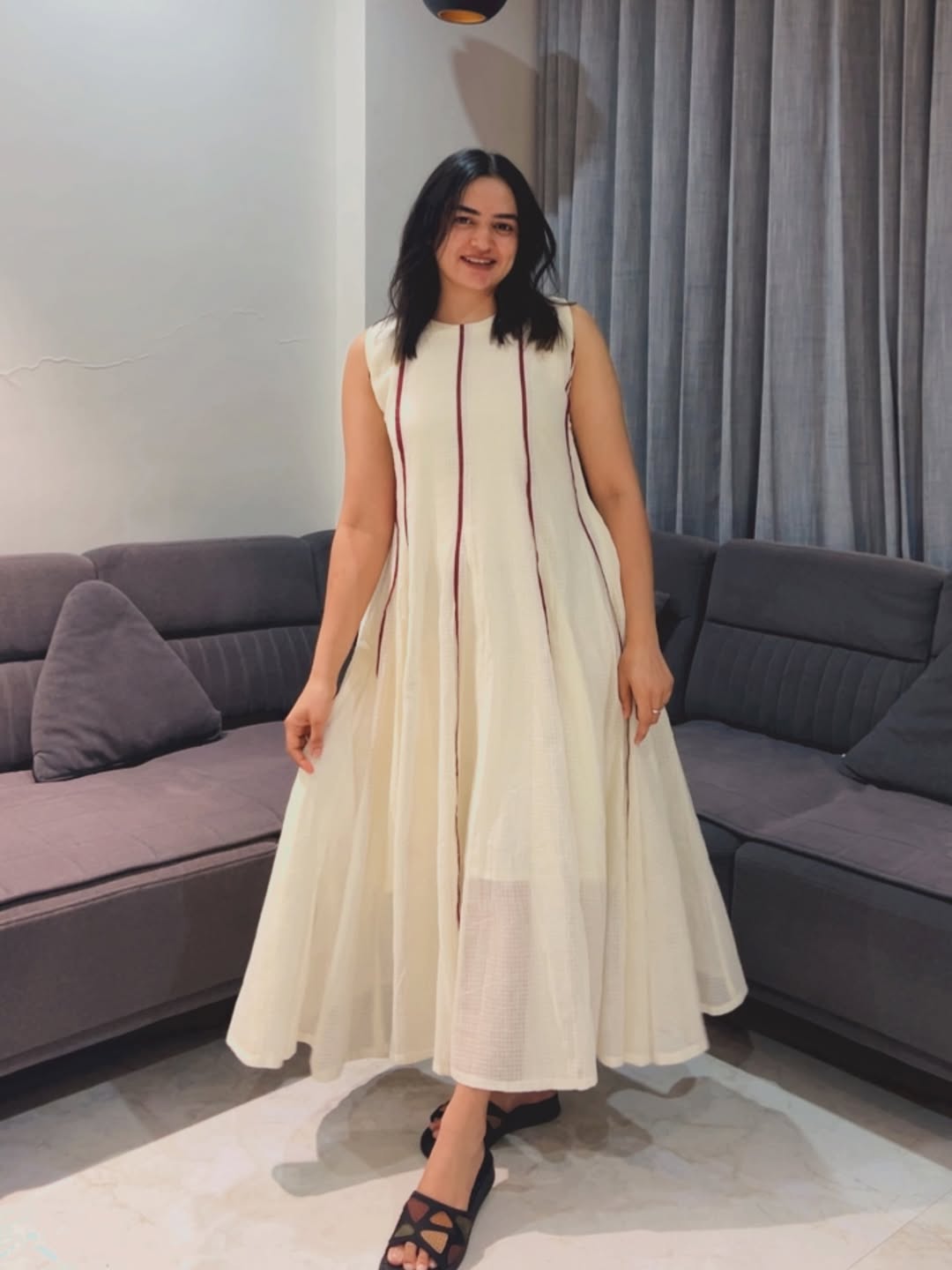 Pure Kota Doria Sleeveless Maxi Dress