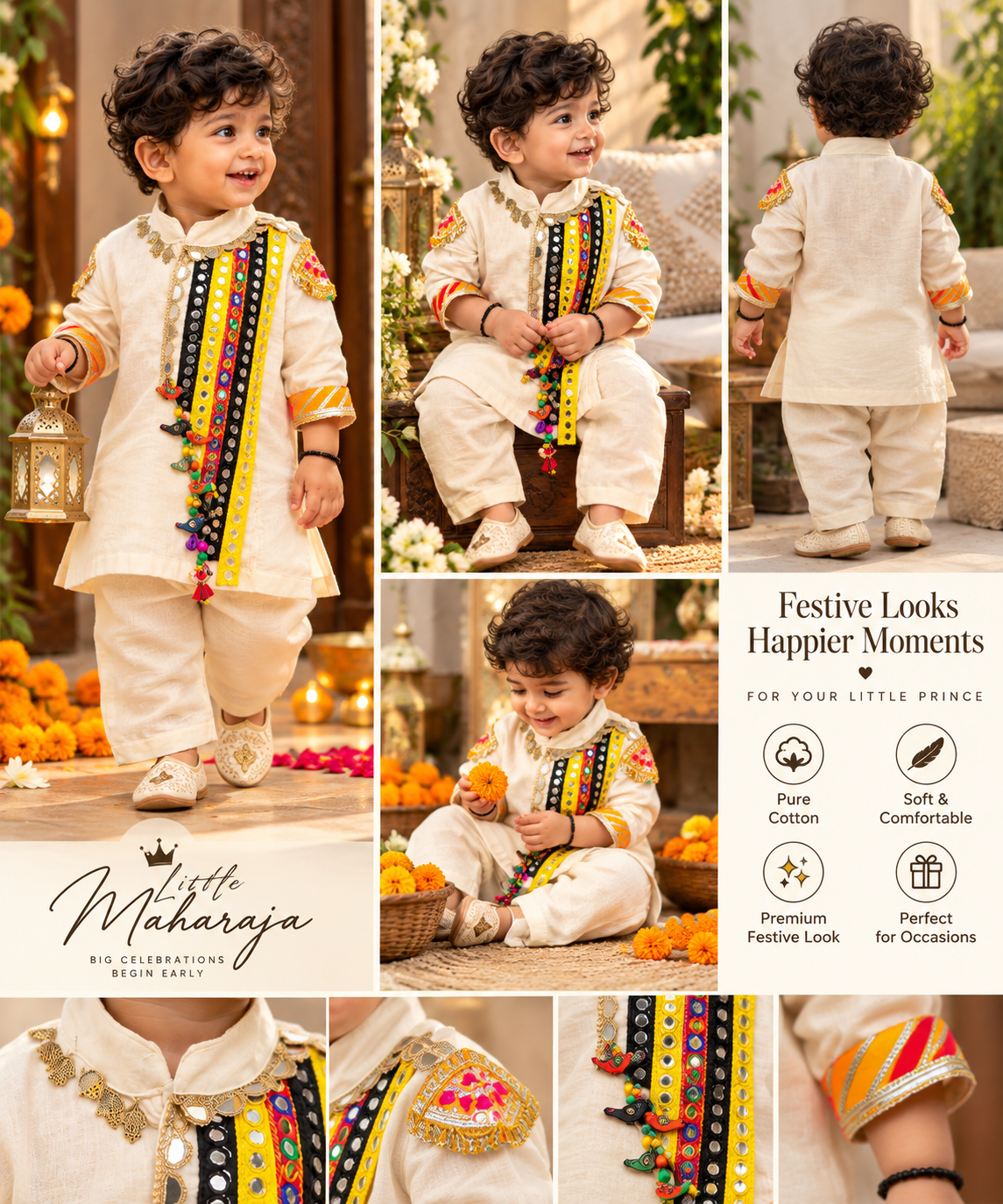 Little Maharaja Cotton Kurta Set for Kids