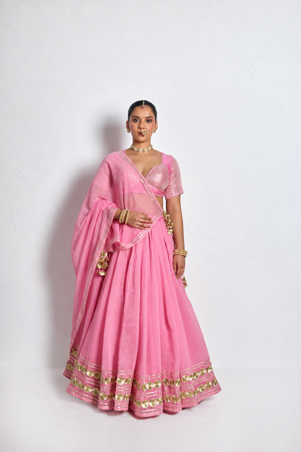 Gota work Lehnga-Blouse with dupatta- MEENA COLLECTION