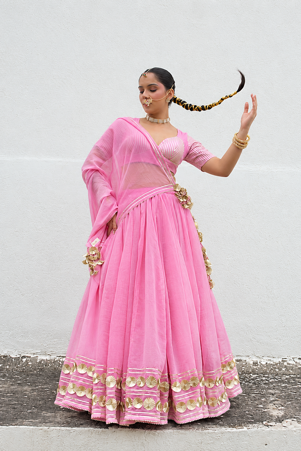 Gota work Lehnga-Blouse with dupatta- MEENA COLLECTION