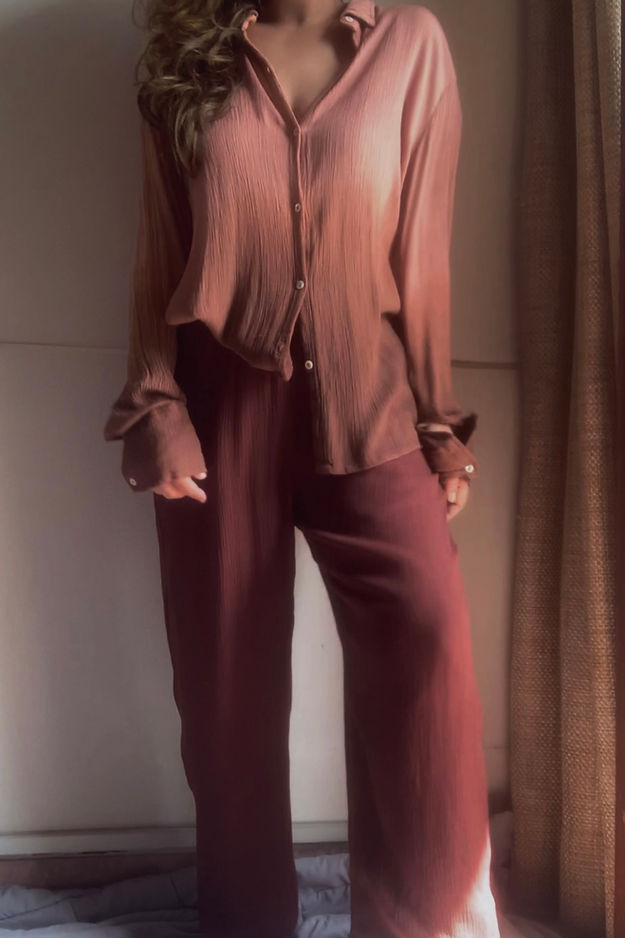 Organic Cotton Dusty Mauve Ombré Sand  Set - Lounge Wear Airport Coord Set