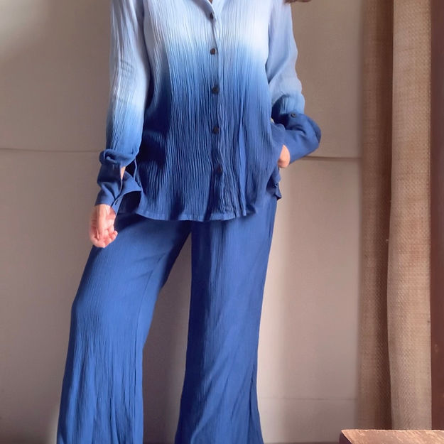 Organic Cotton Blue Ombré Sand  Set - Lounge Wear Airport Coord Set